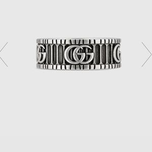 Mens gucci Ring with Double G in silver